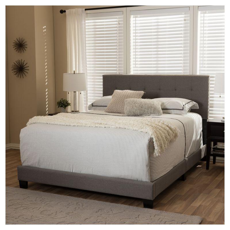Full Brookfield Modern and Contemporary Fabric Upholstered Grid Tufting Bed Gray - Baxton Studio: MDF Panel Design, Spot Clean