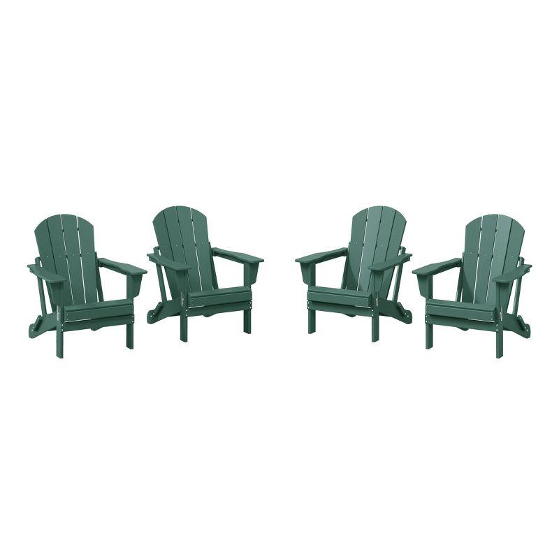 WestinTrends Malibu HDPE Outdoor Patio Folding Adirondack Chair (Set of 4), Dark Green