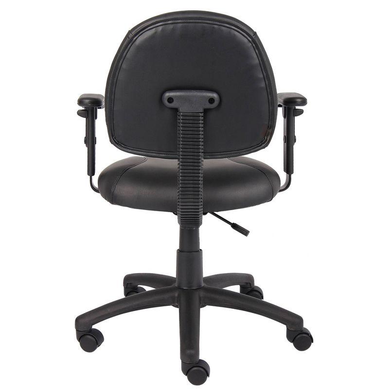 Ergonomic Black Leather Task Chair with Adjustable Arms