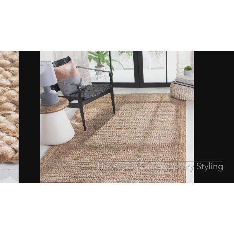 Handwoven Natural Fiber 6' Square Braided Stripe Area Rug