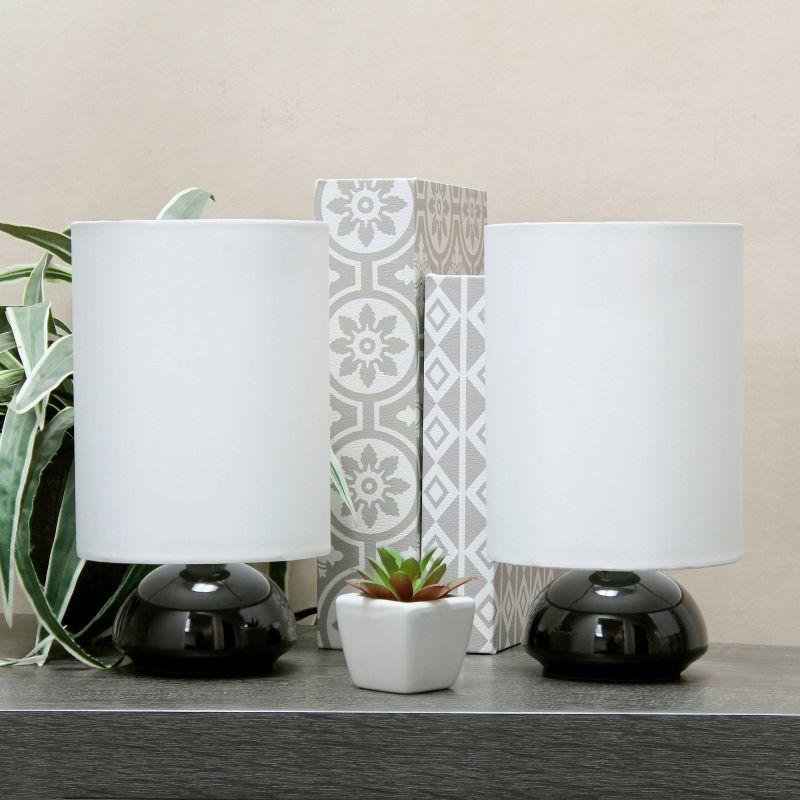 Simple Designs Set of 2 Gemini Mini Touch Table Lamps with Fabric Shades Black