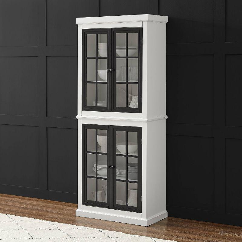 Cecily Tall Storage Pantry White/Matte Black - Crosley: French Country Style, 2 Adjustable Shelves