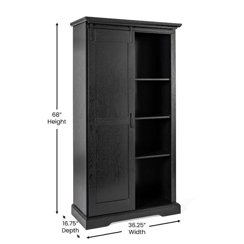 Merrick Lane Farmhouse Storage Cabinet, Semi-Open Storage with Sliding Barn Door