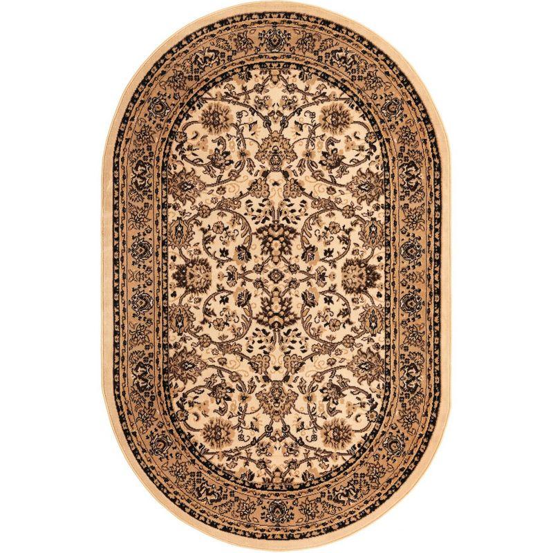 Ivory Tan Oval Transitional Easy-Care Area Rug