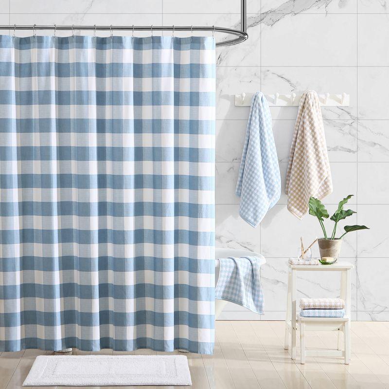 Cynthia Cotton Blue/White Shower Curtain