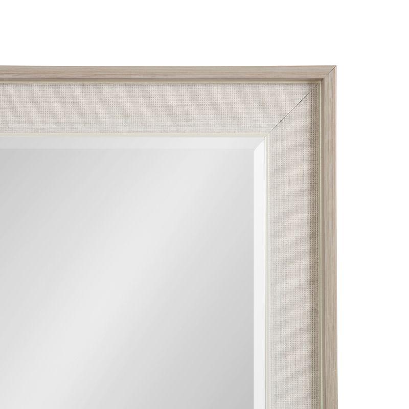 Natural Linen Texture Rectangular Wall Mirror with Beveled Edge