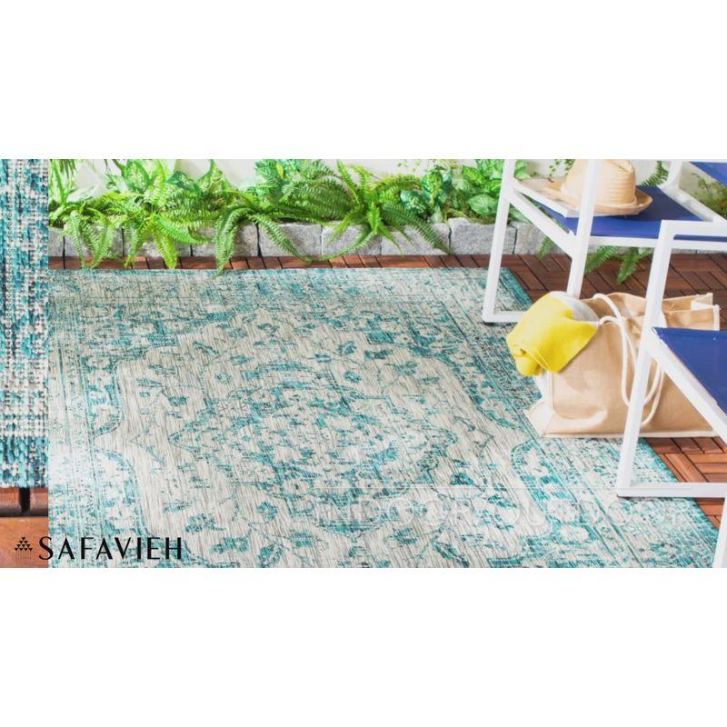 Chic Blue and Grey 9' x 12' Reversible Outdoor Rug