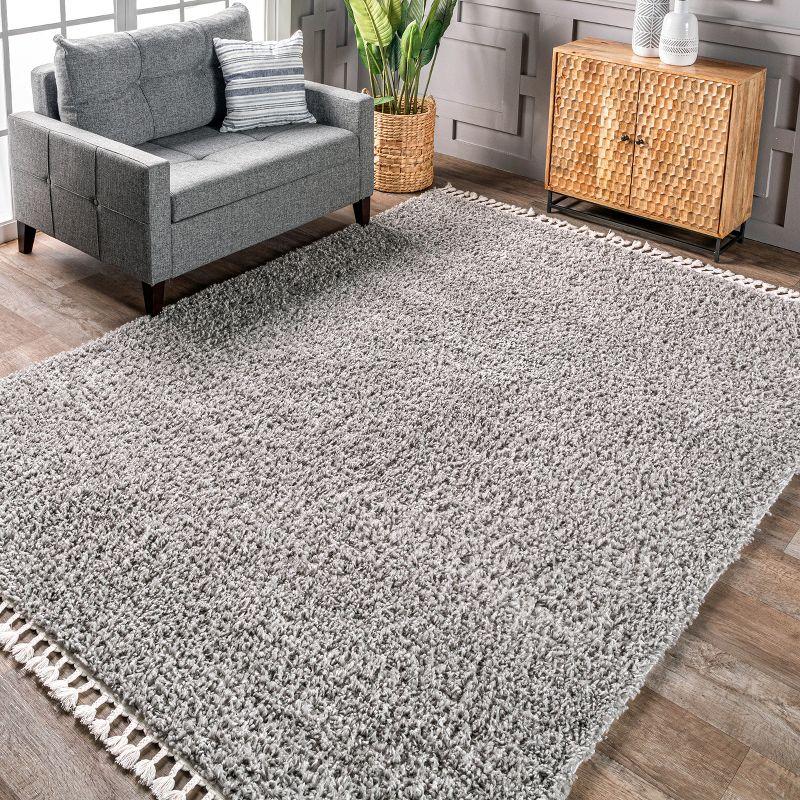 Nuloom Neva Solid 3x5 Accent Shag Indoor Area Rug for Living Room Bedroom Dining Room Nursery Entryway, Grey/Ivory