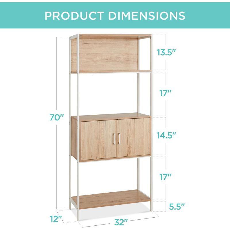 Best Choice Products Storage Bookshelf for Living Room, Walkway w/ Enclosed Cabinet, Elevated Design
