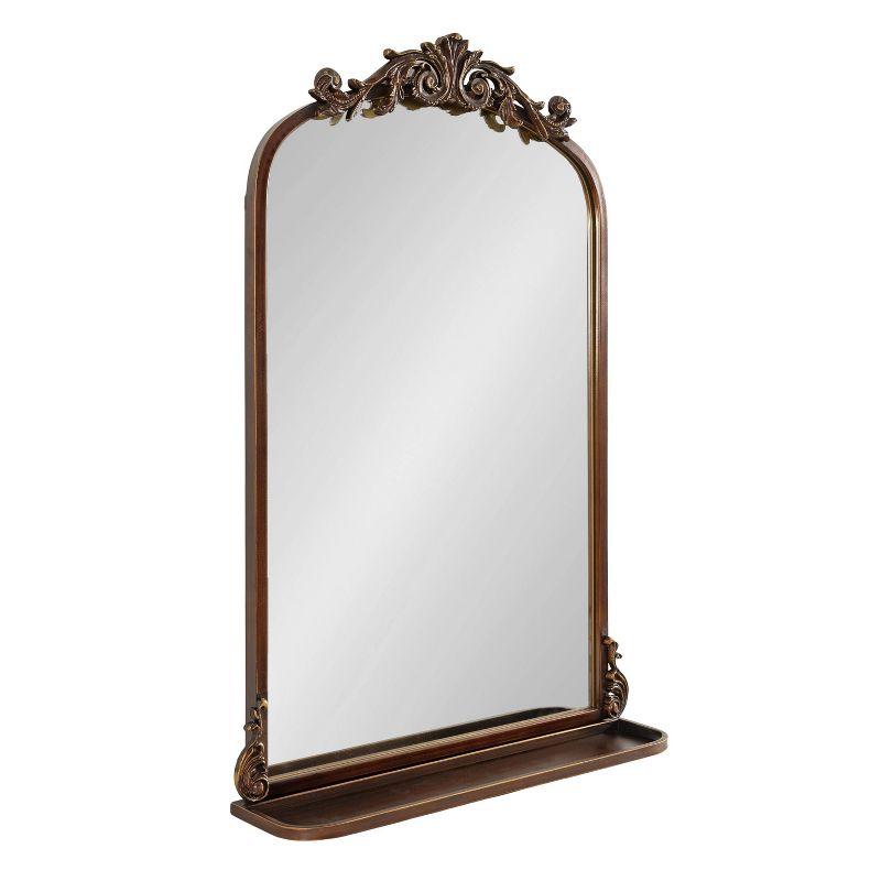 Kate & Laurel All Things Decor 21"x32" Arendahl Traditional Arch Mirror with Shelf Bronze: Elegant Wall-Mounted Metal Frame