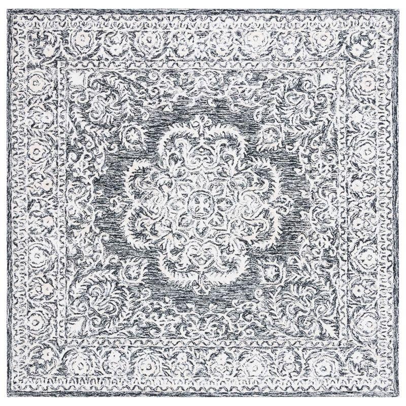 Charlton Home® Bathsheeb Hand Tufted Wool/Bamboo Silk/Cotton with Cotton Backing Oriental Rug in Black/Ivory