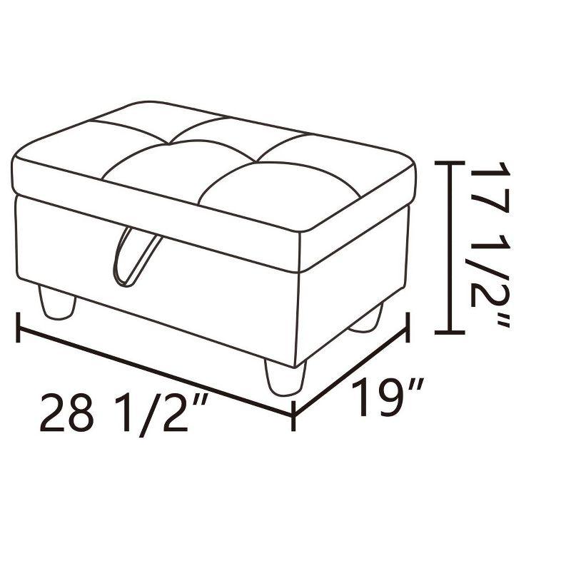 AndMakers 28.5 in. W Grayish White Fabric Rectangle Ottoman with Storage