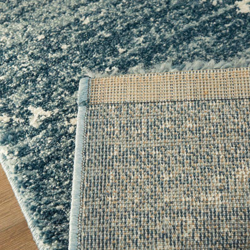 Sienna Blue Geometric 9' x 12' Easy-Care Synthetic Area Rug