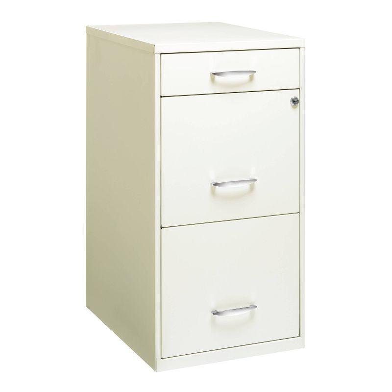 Pearl White Vertical Lockable 3-Drawer Metal File Cabinet