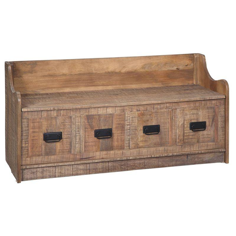 Garrettville Storage Bench Brown - Signature Design by Ashley: Solid Wood, Entryway, Ottoman, End-of-Bed