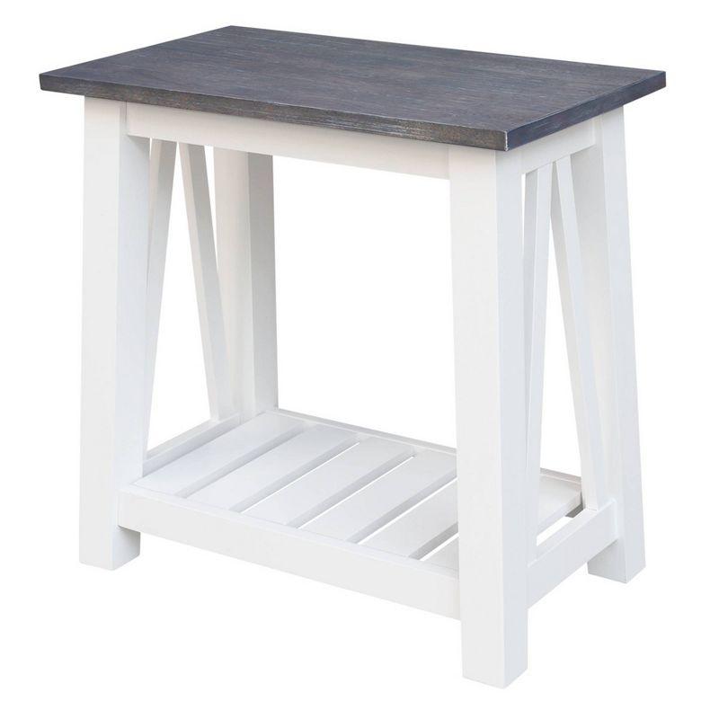 Eco-Friendly Parawood Surrey Rectangular Side Table in White & Heather Gray