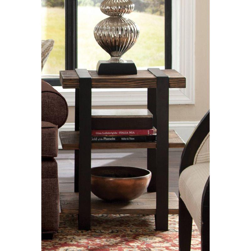 20" Modesto 2 Shelf Solid Wood and Metal End Table - Alaterre Furniture: Industrial, Rustic Design