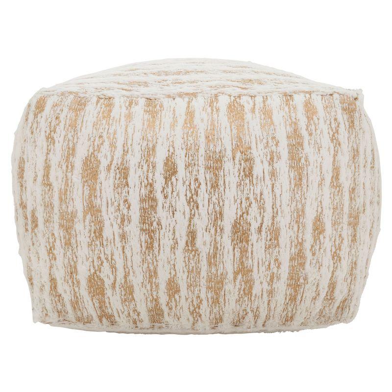 Saro Lifestyle Floor Pouf With Foil Print Faux Fur Design