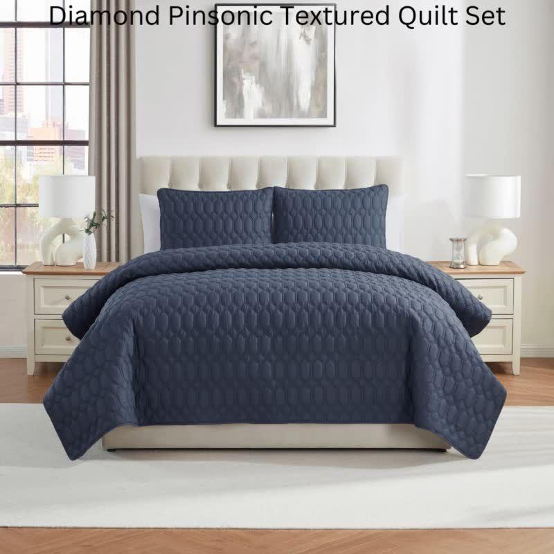 VCNY 3pc Diamond Pinsonic Quilt Set