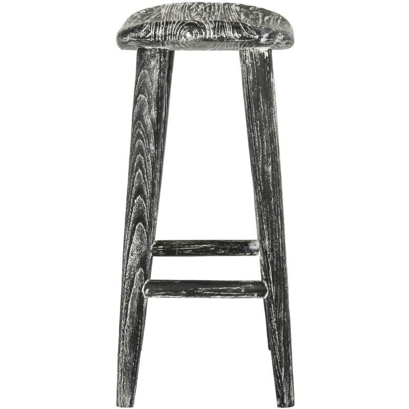 Colton Wood Counter Stool - Black/White Wash/Sungkai Wood - Safavieh