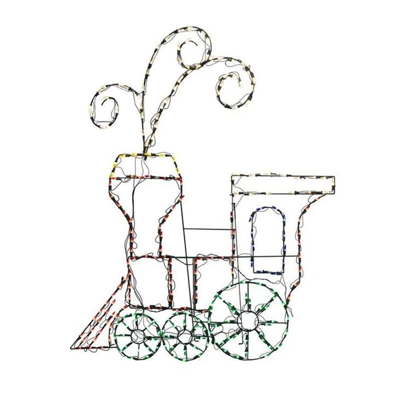 ProductWorks Pro-Line 60 Inch 2 Piece Holiday Toy Train Set Indoor/Outdoor Christmas Yard Decoration, 420 Animated LED Multi-Color Lights