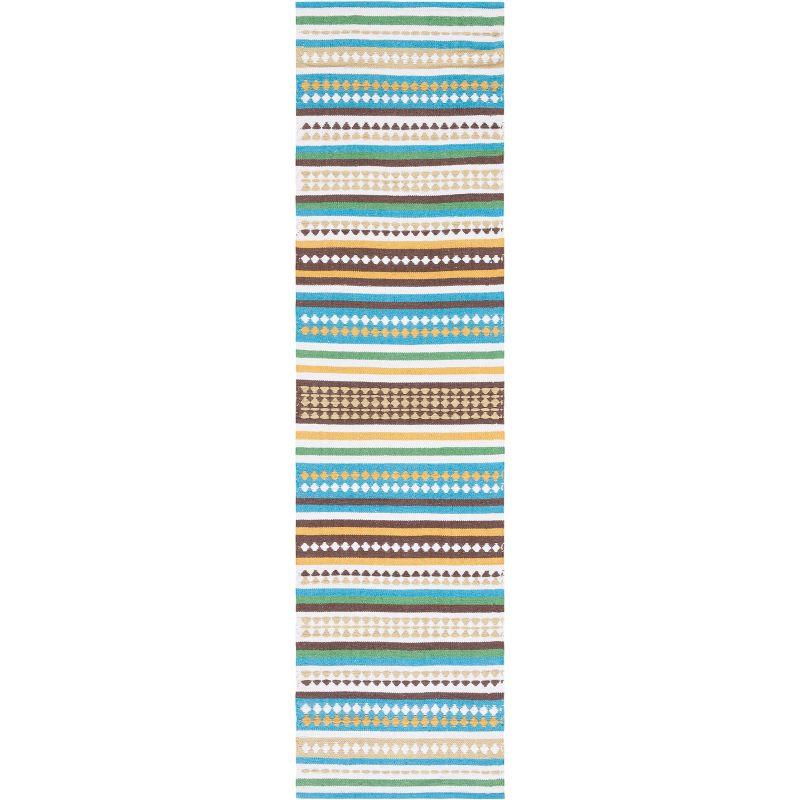 Coastal Breeze Light Blue Handwoven Cotton 27" Runner Rug