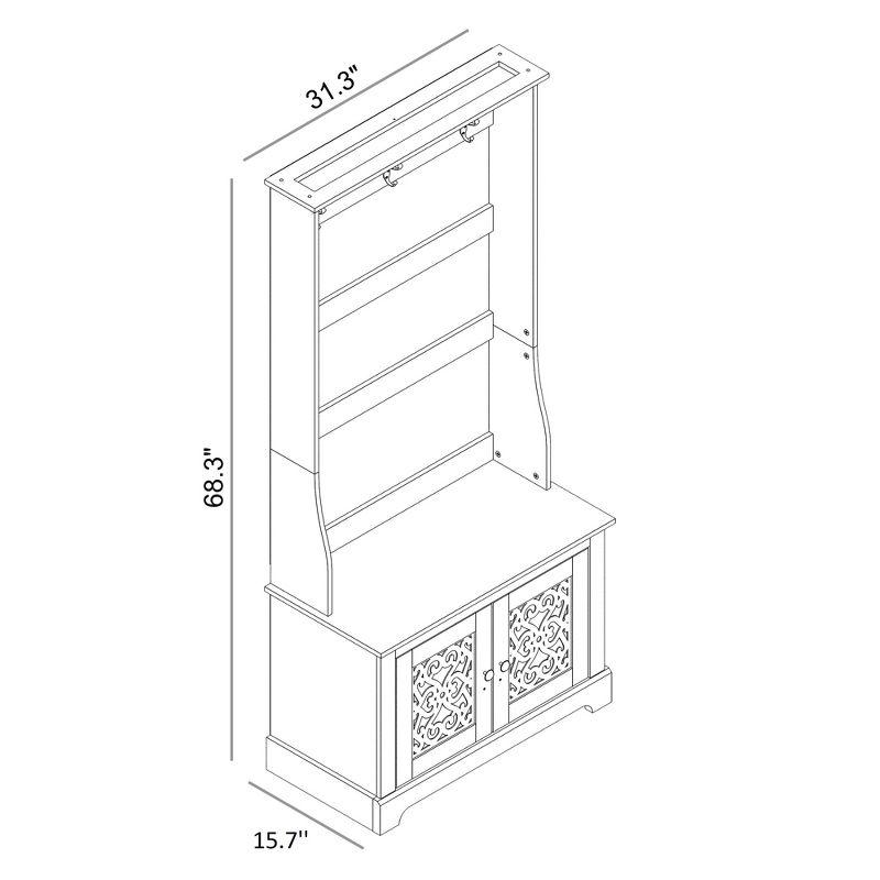 Galano Calidia Ivory with Knotty Oak Hall Tree with Bench and Shoe Storage