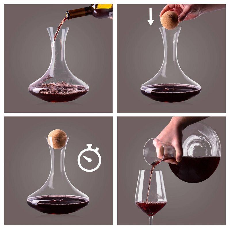 Clear Crystal Glass Wine Decanter with Cork Stopper