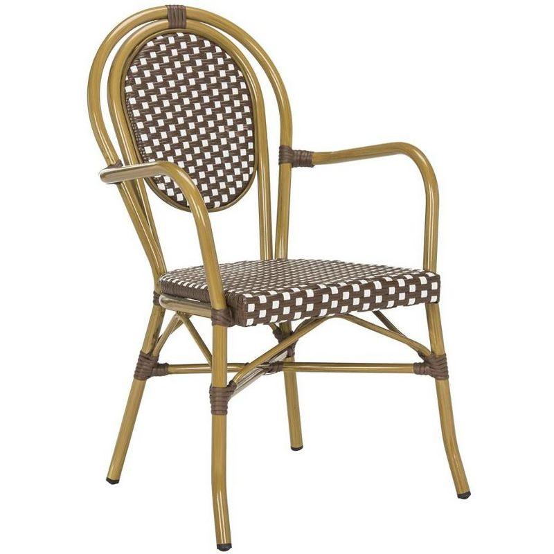 Côte d'Azur Inspired Brown & White Wicker Bistro Arm Chair