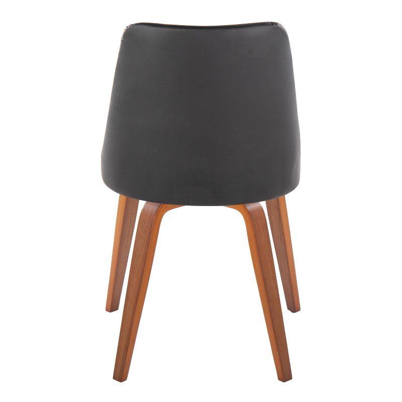 Set of 2 Marche Dining Chairs Walnut/Black - LumiSource: Upholstered, Faux Leather, Mid-Century Modern