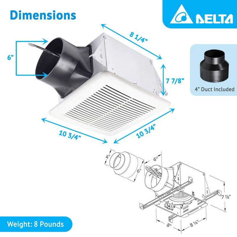 Delta Breez Bath Exhaust Fan with Adjustable High Speeds, 80 or 110 CFM, White