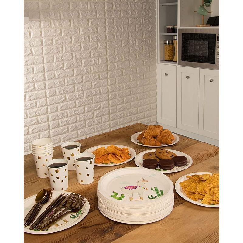 Blue Panda Disposable Plates - 80-Count Paper Plates, Llama Party Supplies, Kids Birthdays, 9 x 9 inches