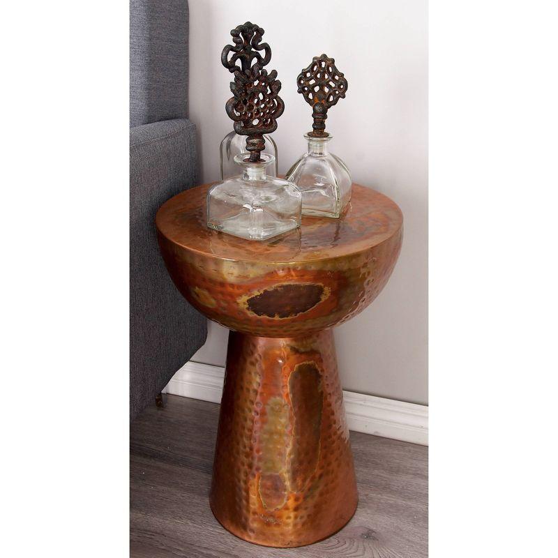 Ivy Bronx Dolina Metal Handmade Side End Accent Table with Hammered Design