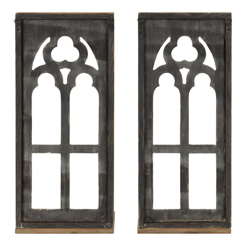 Kate and Laurel Mirabela Rectangle Wood Wall Sconce, 2 Piece, Rustic Brown and White