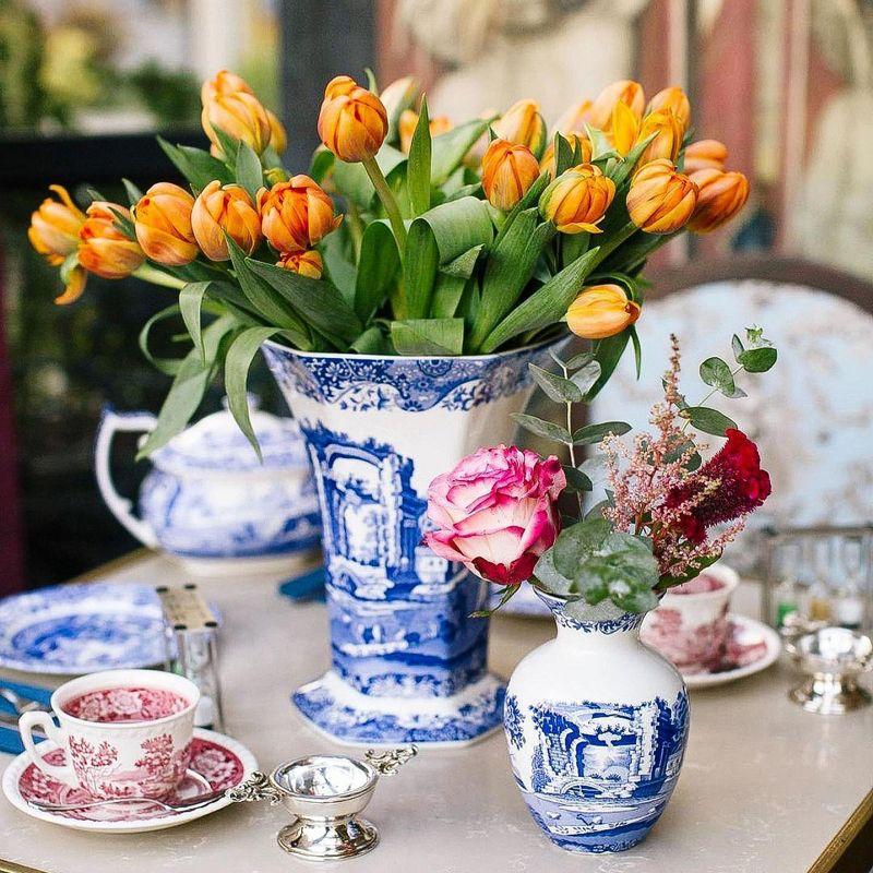 Spode Spode Blue Italian Hexagonal Vase 10.5"