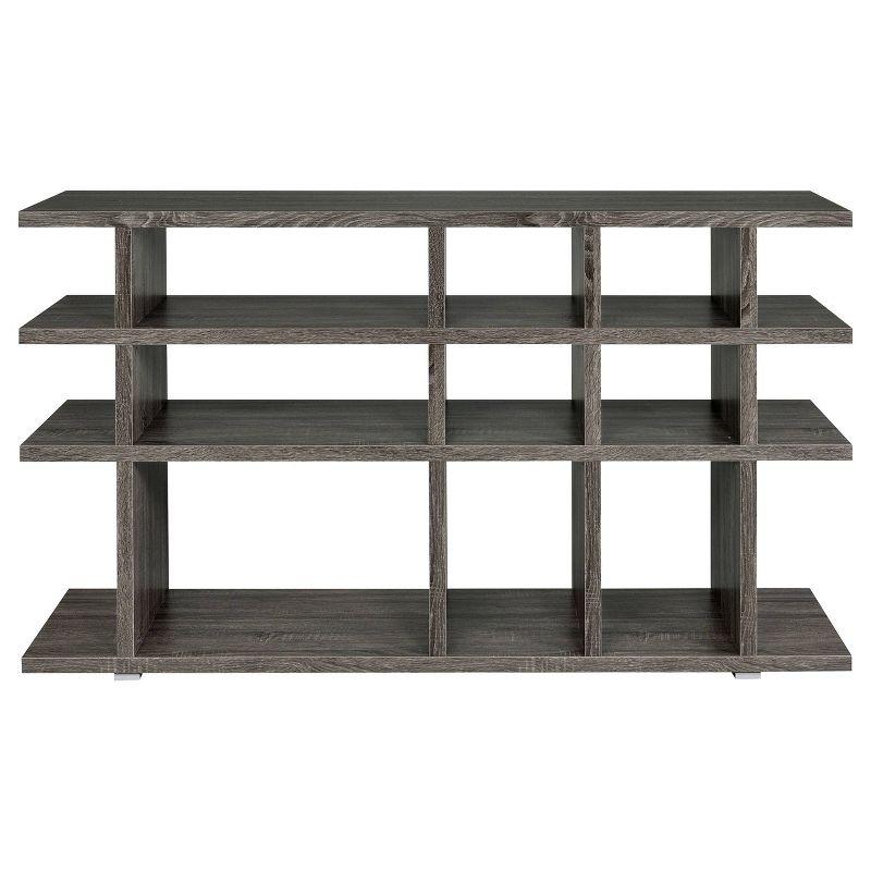 Weathered Gray 4-Shelf Wood Console Bookcase