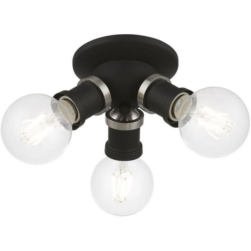 Livex Lighting Lansdale 3 - Light Flush Mount in  Black/Brushed Nickel