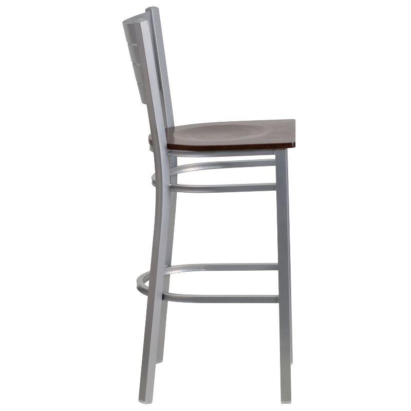 Flash Furniture Silver Slat Back Metal Restaurant Barstool