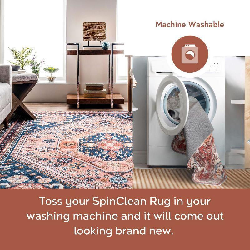 Nuloom Nevaeh Pet Friendly Machine Washable Bohemian Medallion Area Rug, 3' x 5', Dark Blue