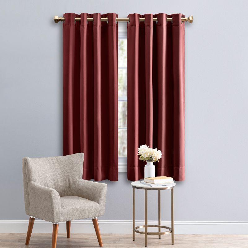 Garnet Blackout Pleated Grommet Polyester Window Panel