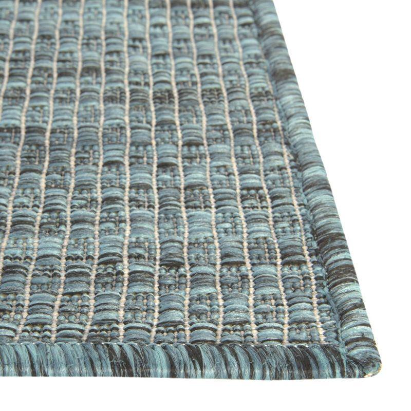 Teal Blue Synthetic 4' x 6' Easy-Care Outdoor Rug