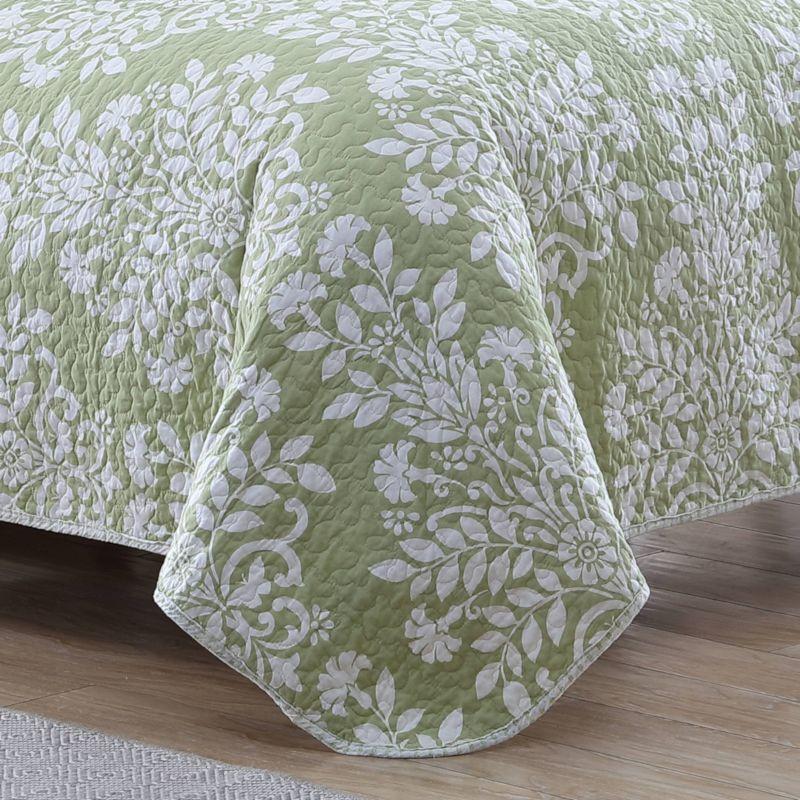 Sage Green Cotton Twin Reversible Quilt Set