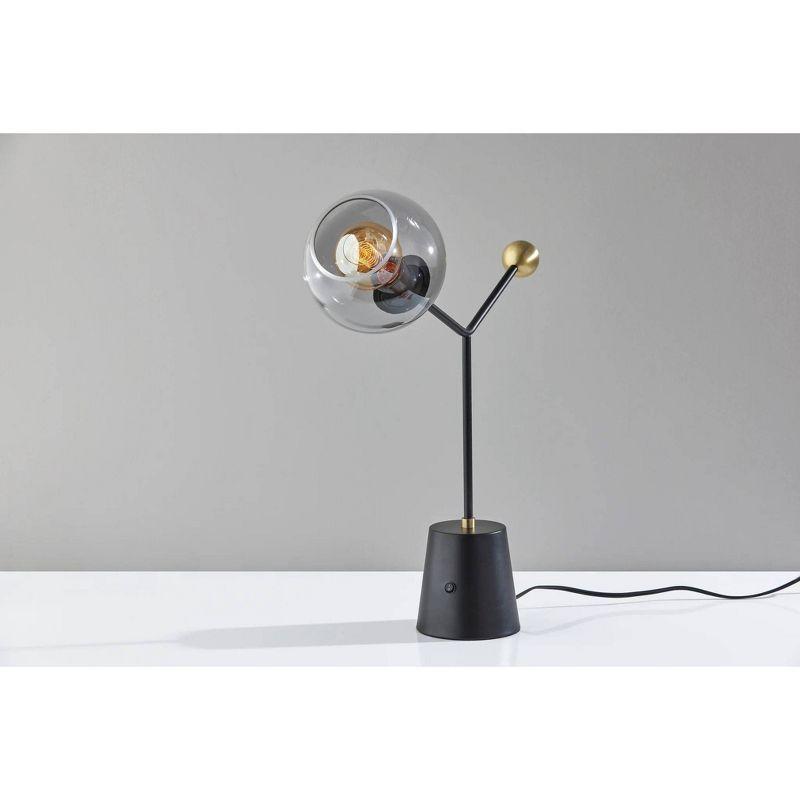 Black and Gray Smoked Glass Globe Table Lamp