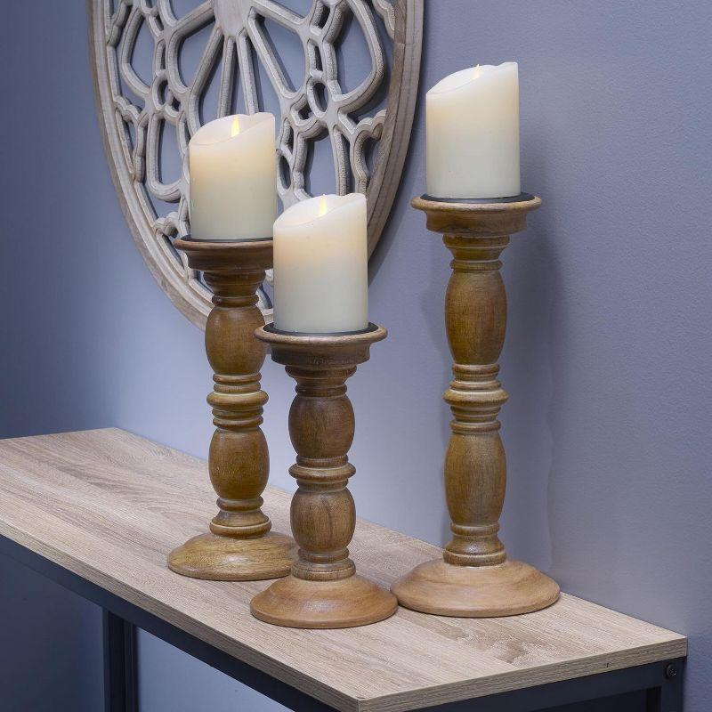 Elements 3 Piece Wood Tabletop Candlestick Set