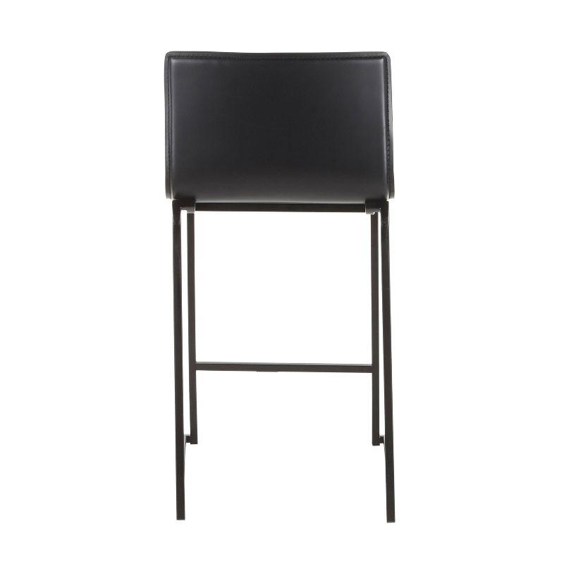 Set of 2 26" Mara Contemporary Counter Height Barstools Black - LumiSource: Faux Leather, Metal Base, Built-in Footrest