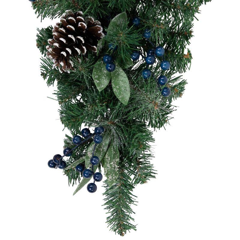 28" Mixed Pine and Blueberries Artificial Christmas Teardrop Swag - Unlit