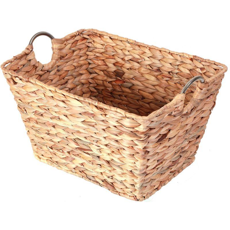 Large Multipurpose Handwoven Water Hyacinth Wicker Basket, Ideal for Organizing and Storing Towels Outdoors