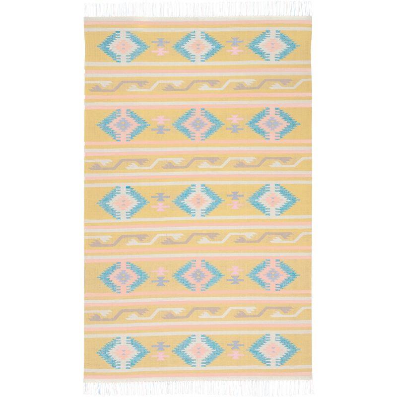 Sunny Tribal Medley 6' x 9' Yellow Cotton & Synthetic Area Rug