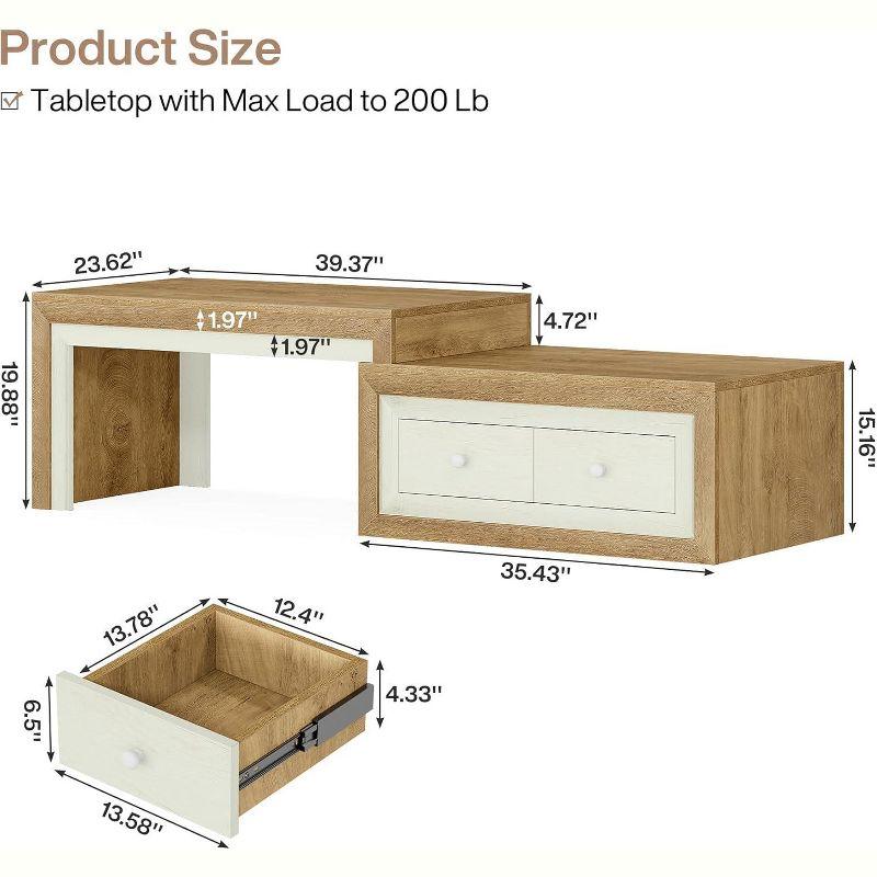 Tribesigns Extendable Coffee Table with 2 Drawers