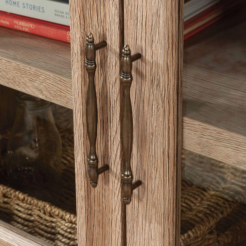 Brushed Oak Adjustable Library Cabinet with Glass Doors